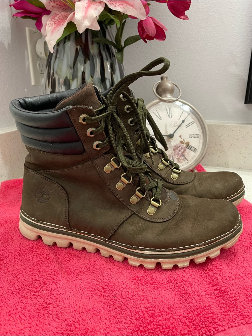 Timberland Brown Leather Black Padded-Liner Boots